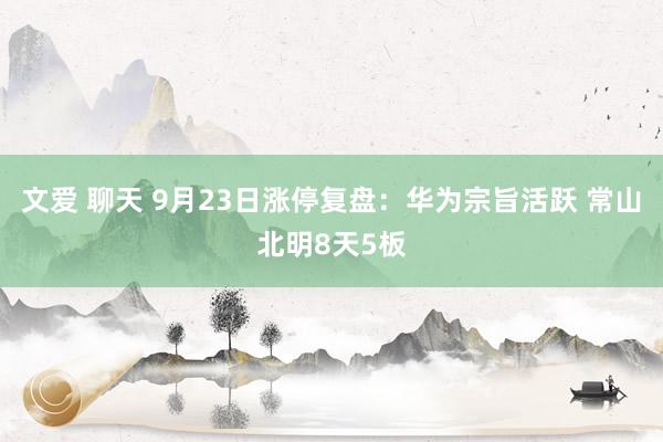 文爱 聊天 9月23日涨停复盘:华为宗旨活跃 常山北明8天5板
