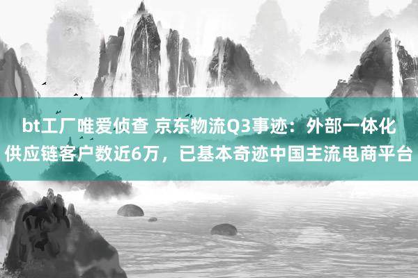bt工厂唯爱侦查 京东物流Q3事迹：外部一体化供应链客户数近6万，已基本奇迹中国主流电商平台