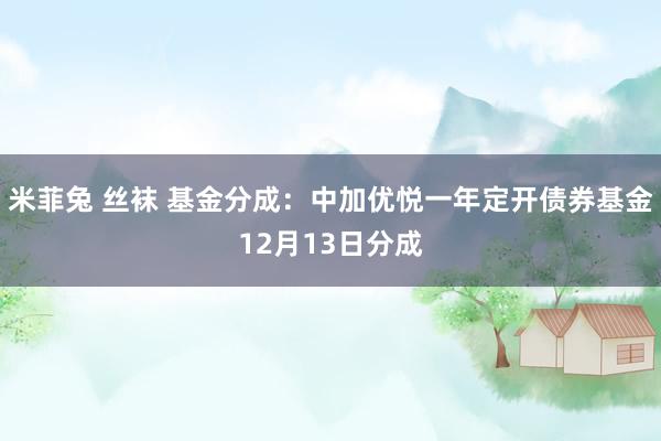米菲兔 丝袜 基金分成：中加优悦一年定开债券基金12月13日分成