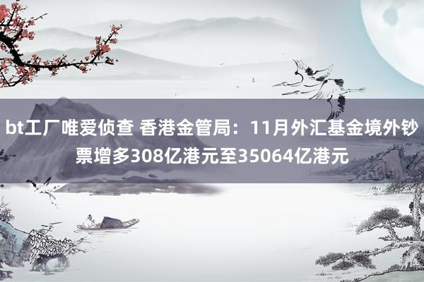 bt工厂唯爱侦查 香港金管局：11月外汇基金境外钞票增多308亿港元至35064亿港元