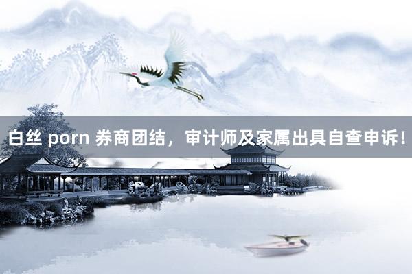 白丝 porn 券商团结,审计师及家属出具自查申诉!