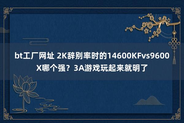 bt工厂网址 2K辞别率时的14600KFvs9600X哪个强？3A游戏玩起来就明了