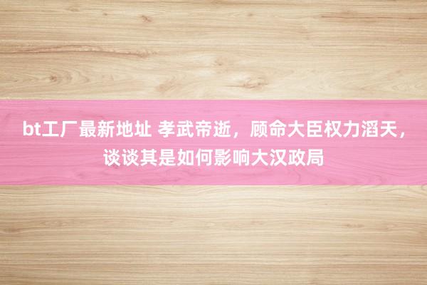 bt工厂最新地址 孝武帝逝，顾命大臣权力滔天，谈谈其是如何影响大汉政局