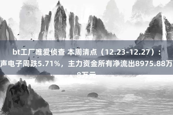 bt工厂唯爱侦查 本周清点（12.23-12.27）：超声电子周跌5.71%，主力资金所有净流出8975.88万元