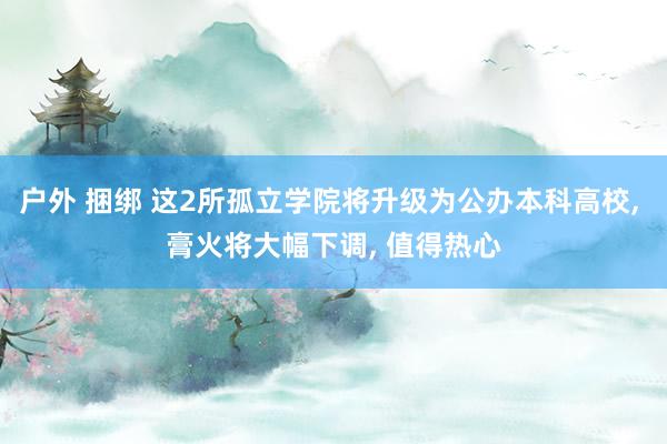 户外 捆绑 这2所孤立学院将升级为公办本科高校， 膏火将大幅下调， 值得热心