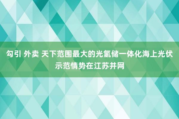 勾引 外卖 天下范围最大的光氢储一体化海上光伏示范情势在江苏并网