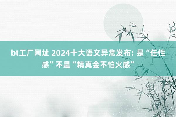 bt工厂网址 2024十大语文异常发布: 是“任性感”不是“精真金不怕火感”