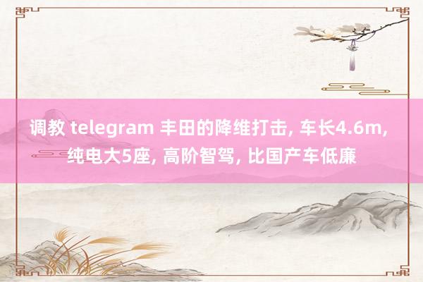 调教 telegram 丰田的降维打击， 车长4.6m， 纯电大5座， 高阶智驾， 比国产车低廉