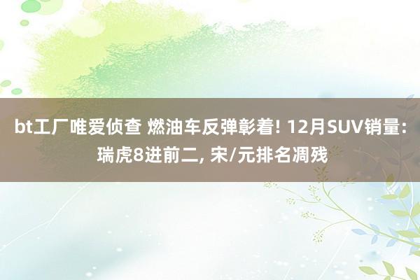 bt工厂唯爱侦查 燃油车反弹彰着! 12月SUV销量: 瑞虎8进前二， 宋/元排名凋残