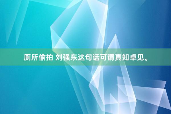 厕所偷拍 刘强东这句话可谓真知卓见。