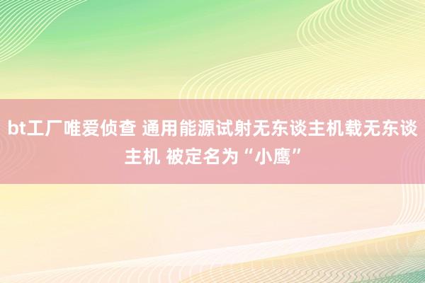 bt工厂唯爱侦查 通用能源试射无东谈主机载无东谈主机 被定名为“小鹰”