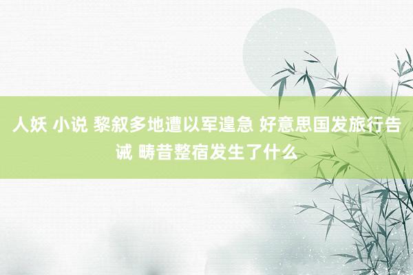 人妖 小说 黎叙多地遭以军遑急 好意思国发旅行告诫 畴昔整宿发生了什么