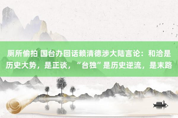 厕所偷拍 国台办回话赖清德涉大陆言论：和洽是历史大势，是正谈，“台独”是历史逆流，是末路