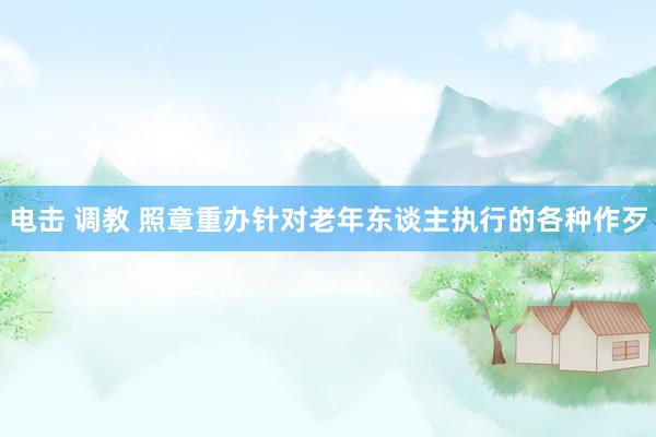 电击 调教 照章重办针对老年东谈主执行的各种作歹