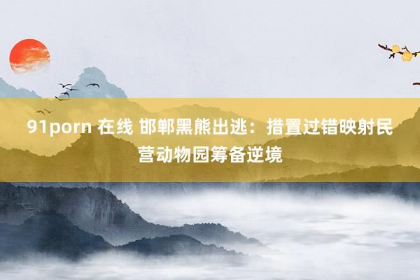 91porn 在线 邯郸黑熊出逃：措置过错映射民营动物园筹备逆境
