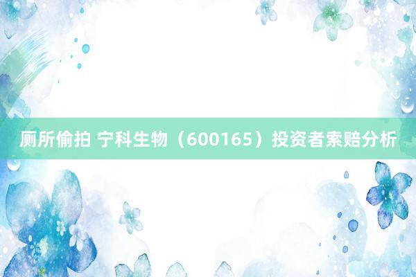 厕所偷拍 宁科生物（600165）投资者索赔分析
