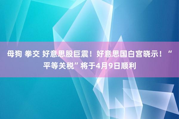 母狗 拳交 好意思股巨震！好意思国白宫晓示！“平等关税”将于4月9日顺利