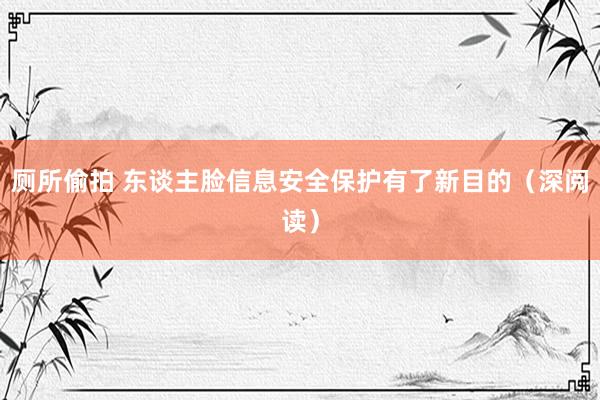 厕所偷拍 东谈主脸信息安全保护有了新目的（深阅读）