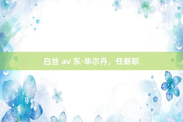 白丝 av 东·华尔丹，任新职